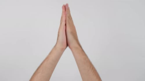 Arms Clapping and Cheering on White Background