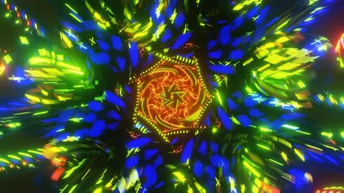 Seamless VJ Loop of Multicolor Hypnotic Neon Artwork
