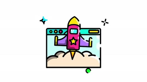 Modern Animated Rocket Launch from Browser Window Icon