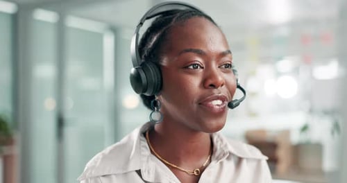 Business, help desk and call center with black woman, communication and consultant in workplace