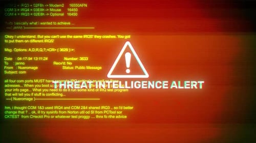 Threat Intelligence Alert On Hacking & Error Message Digital Screen Message On Computer Screens