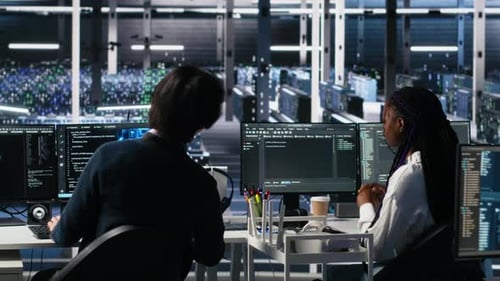 Tech Team Collaborates in Modern Data Center