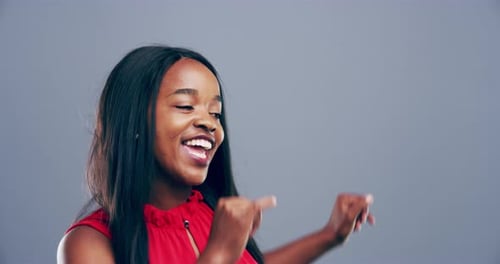 Joyful Woman Dancing in Close-Up Portrait