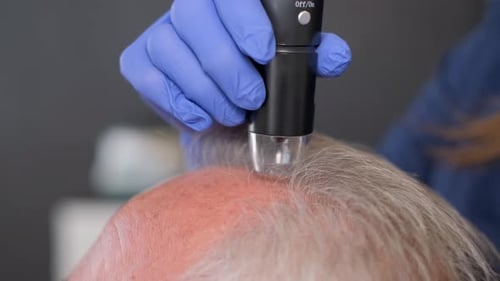 Hair Treatment with Medical Device, Close Up