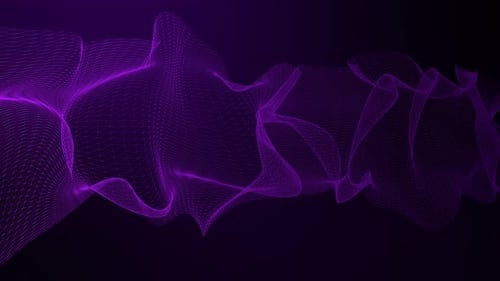 Abstract Purple Wireframe Plexus Wave Digital Background Animation