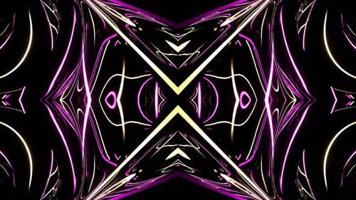 Pink And Yellow Colored Neons Kaleidoscope Background Vj Loop In 4K
