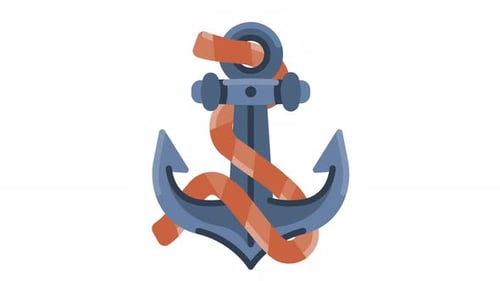Animated Marine Anchor with Rope Icon