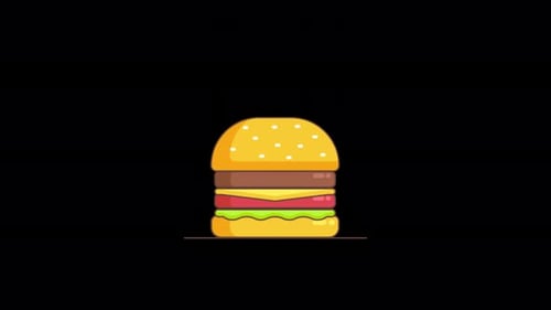 Flat Design Hamburger Assemble Animation