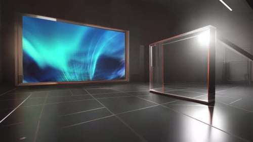 Modern Virtual Studio Presentation with Customizable Green Screen Display