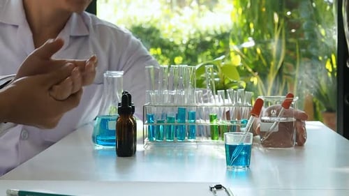 Scientists Collaborate in Bright Laboratory Setting