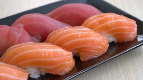 salmon and tuna sushi - Japanese food