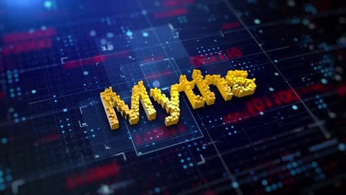 Pixelated Voxel Text Animation on Digital Circuit Board Background