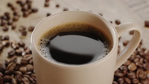 Fresh Brewed Coffee with Coffee Beans