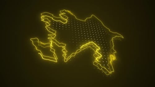 Animated Futuristic Digital Map Outline with Glowing Lines