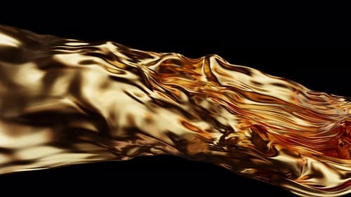 Eine Schleife schwebender goldener Seidenlocken auf schwarzem Hintergrund