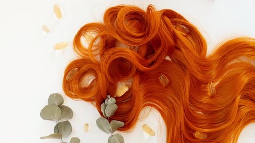 Orange-Red Hair with Supplements and Wooden Comb