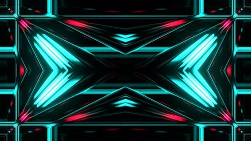 Turquoise And Pink Futuristic Cyberpunk Neon Kaleidoscope Animation Background Vj Loop In 4K