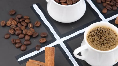Aromatic Coffee Beans and Cinnamon Sticks Still Life