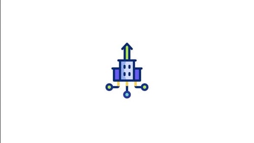 Animated Corporate Technology Data Flow Icon Reveal