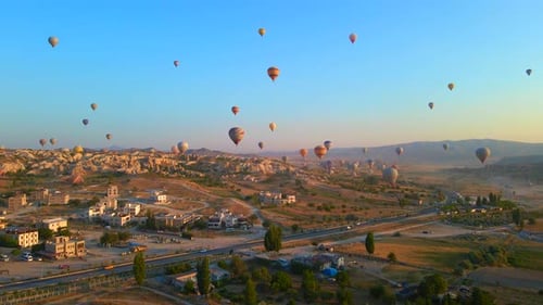 Cappadocia Sunrise: Aerial View of Hot Air Balloons