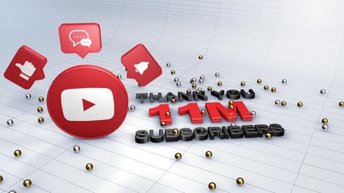 YouTube Channel Thank You 1.1M Subscribers Motion Graphic