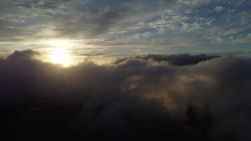 Aerial View of Clouds During a Sunset or Sunrise
