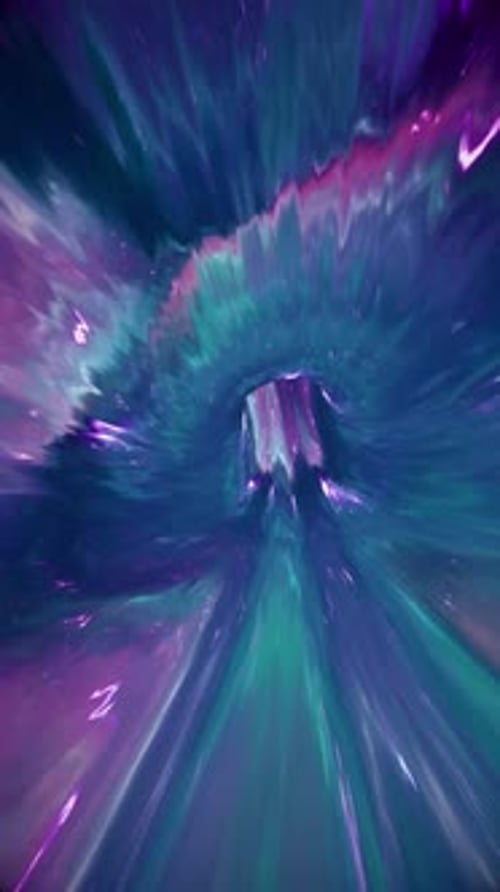 Space warp tunnel with glowing vortex, starfield trails, seamless loop, cosmic wormhole, galaxy fly