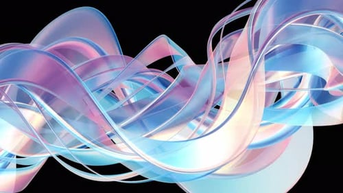 Abstract Translucent Wavy Ribbons Fluid Motion Background