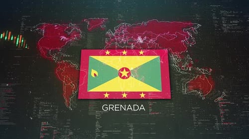 Grenada Stock Market Chart Background With Flag