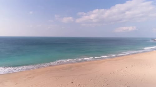 Beautiful aerial view of European beach and sea in Los Canos de Meca in Spain