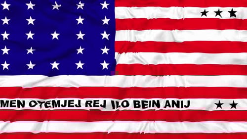 Waving Custom Flag with Marshall Islands Motto and Stars