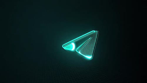Neon Glowing Paper Plane Icon Digital Reveal Animation