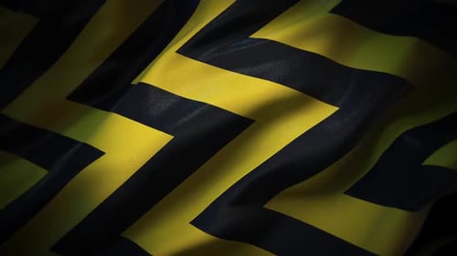 Abstract Waving Fabric Background with Yellow and Black Chevron Pattern