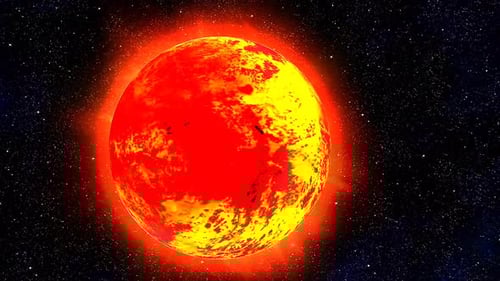 Seamlessly Looping Fiery Star in Cosmic Space Animation