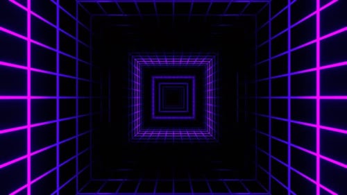 Purple Striped Neon Light In A Mesh Tunnel Background Vj Loop In 4K