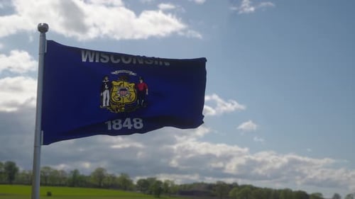 Waving Wisconsin State Flag in 3D Animation