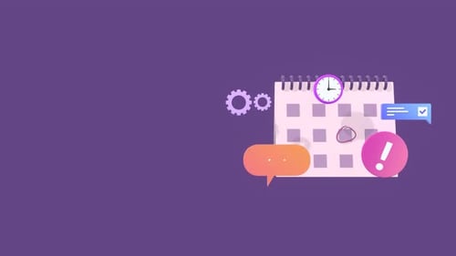 Animated Calendar with Icons for Deadlines, Planning and Time Management.