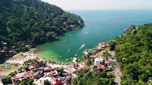 Typical Mexican beach town, natural scenery in Boca de Tomatlan, south of Puerto Vallarta