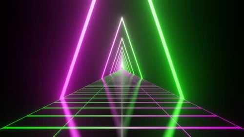 Green And Pink Sci Fi Neon Glowing Cyberpunk Road Background Vj Loop In 4K