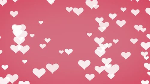 Romantic White Hearts Floating Loop on Pink Background