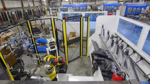 Industrial Robot Assembling Components in a Factory