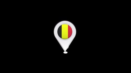 Animated 3D Belgium Flag Map Location Pin Icon