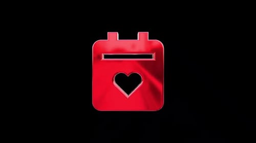 3D Red Calendar Heart Icon 02