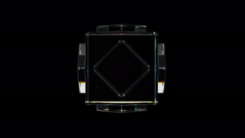 Rotating Abstract Crystal Cube with Light Refractions