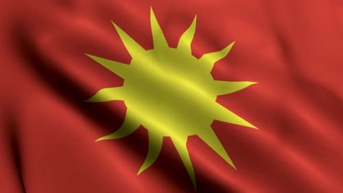 Abstract Sun Icon on Waving Flag Animation