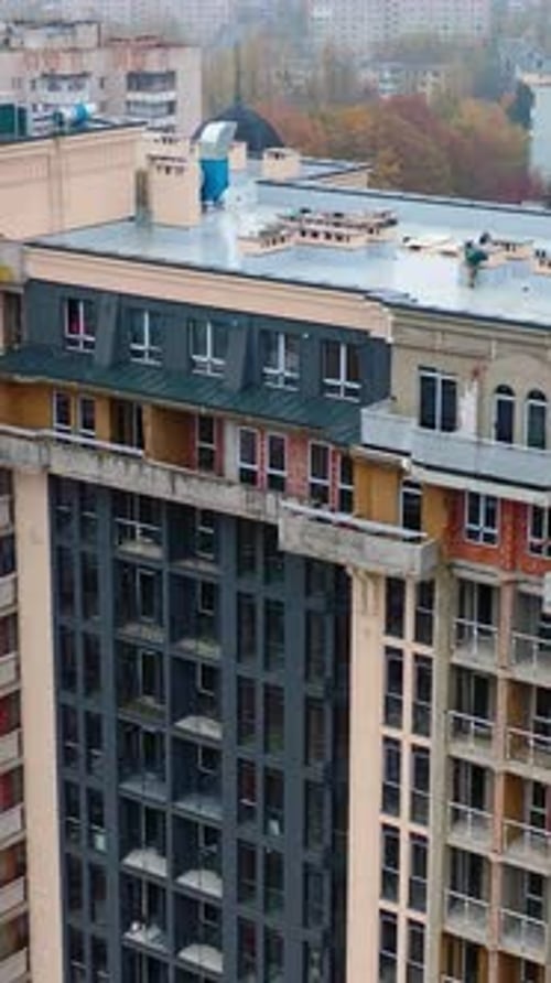 New apartments buildings exterior. Facade of modern housing construction with of balconies