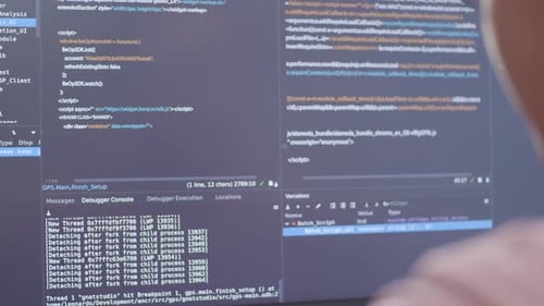 Close Up Of Desktop Computer's Monitor Showing Script Creating Software Engineer Developing App