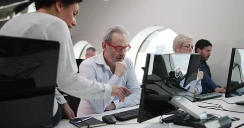 Senior man on computing course