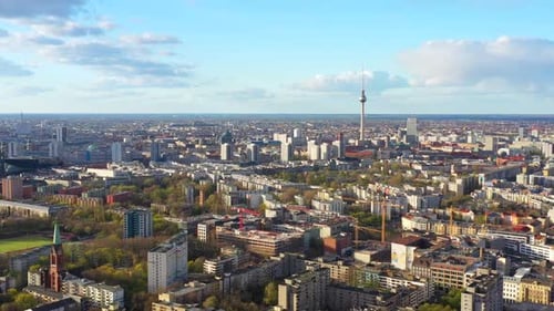 Aerial view of the Berlin TV Tower, Germany.
