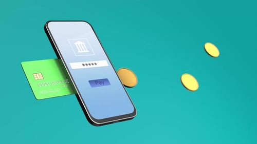 Online Payment Transaction with Smartphone and Credit Card Animation